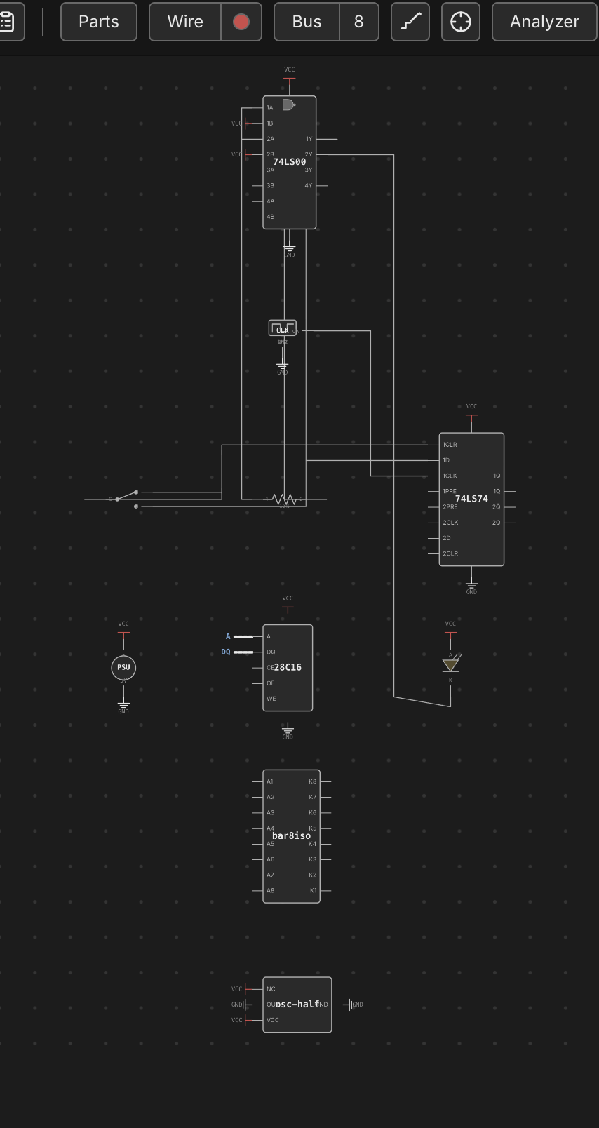 The schematic view of a wired circuit