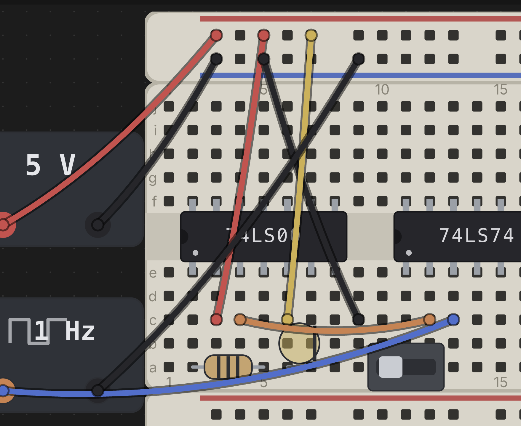 Wiring a chip to power and an LED